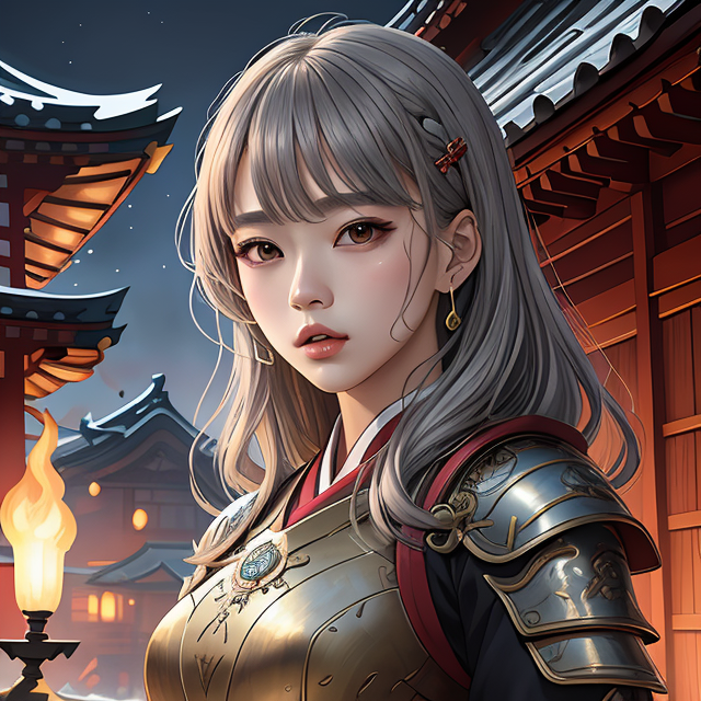 09815-330025925-portrait jisoo blackpink, grey hair armored samurai clothes, in fire japanese temple wet night, ssci - fi and fantasy, intricate.png